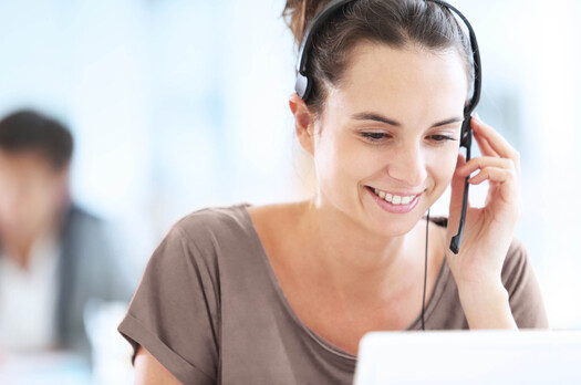 Woman answering a hotline call